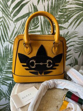 GUCCI x ADIDAS Trefoil Horsebit Mini Top Handle Bag – Yellow Leather (2022)